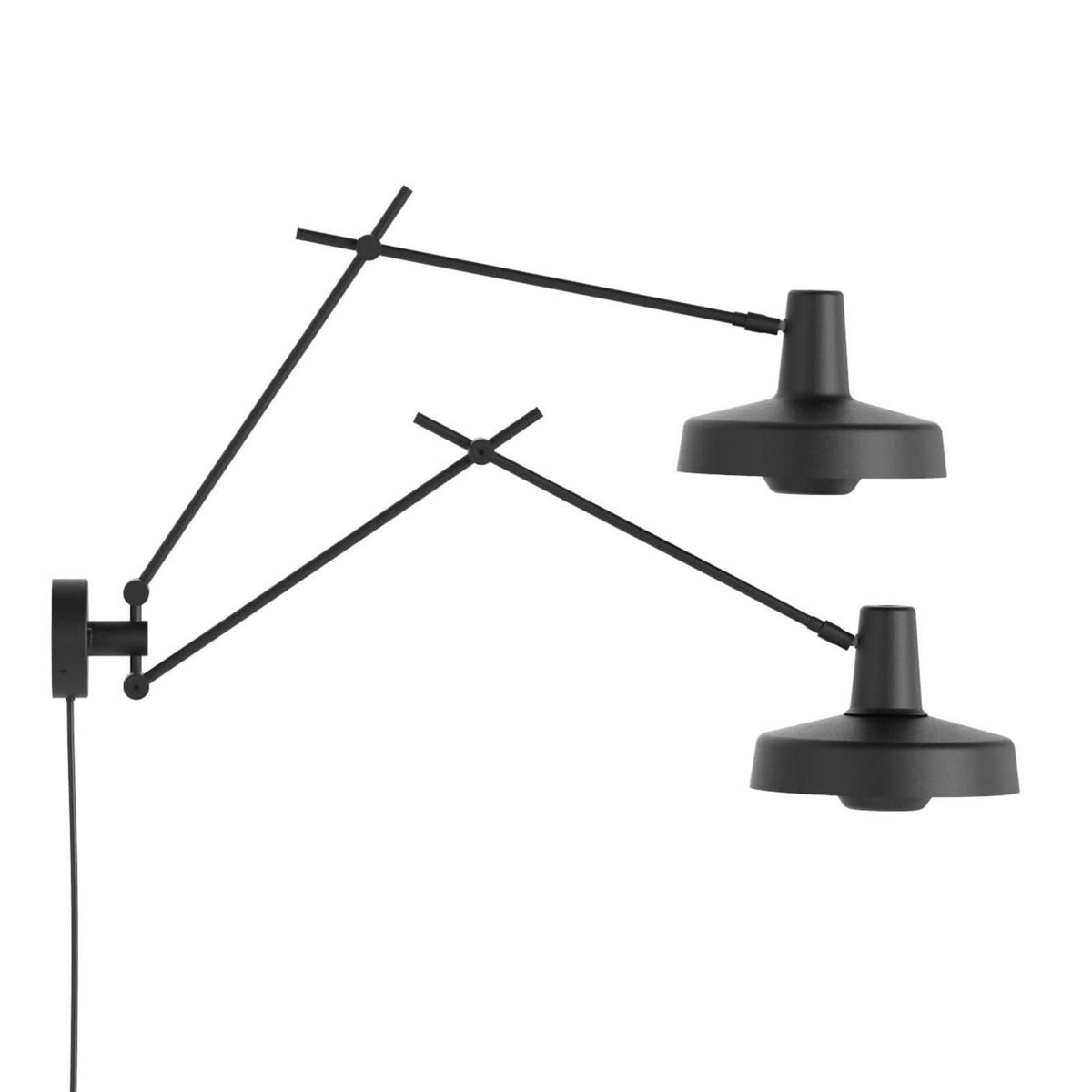 Applique murale Arigato 2 70 en aluminium, noir, 2 lumières, Ø 23 cm