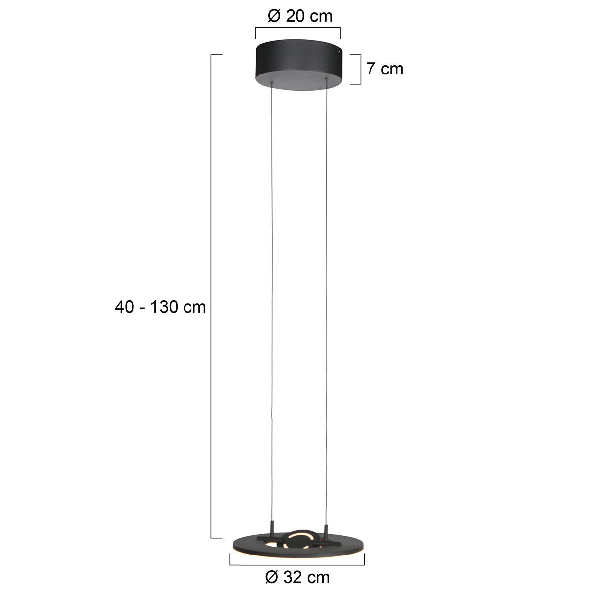 Suspension treuil réglable noire Ø 32 cm, LED 4000 lm — vue 14