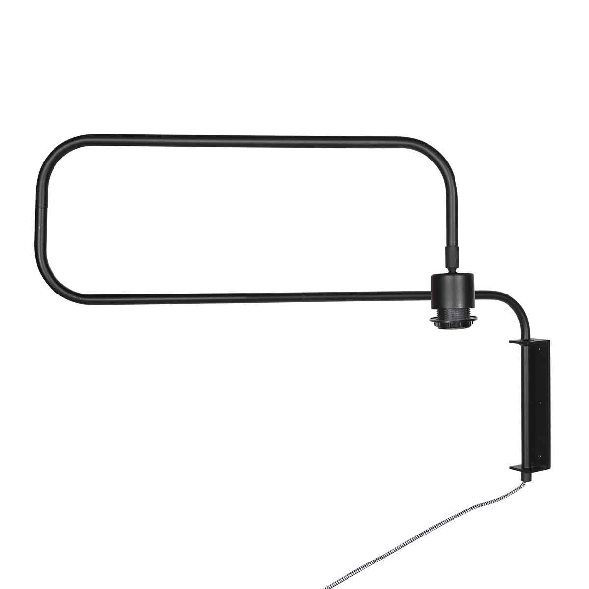 Bloeba 4142ZW black wall lamp with articulated arm, without lampshade