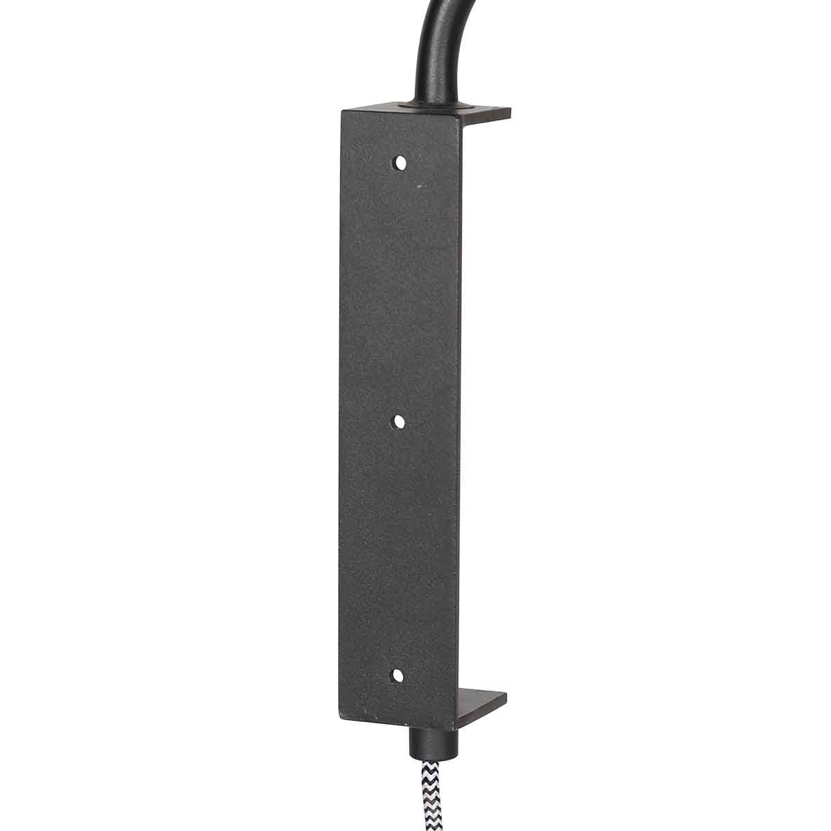 Bloeba 4142ZW black wall lamp with articulated arm, without lampshade