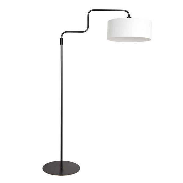 Bloeba 4164ZW black floor lamp with coarse white linen lampshade