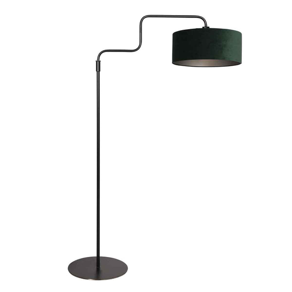 Bloeba 4165ZW black floor lamp with green velvet lampshade