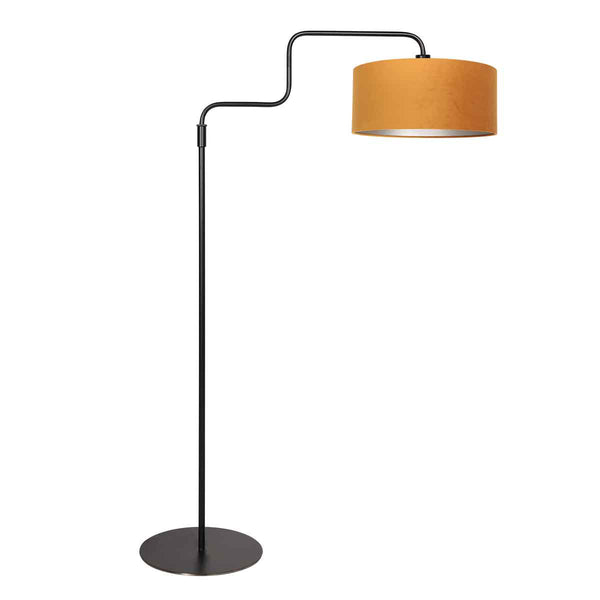 Bloeba 4168ZW black floor lamp with gold velvet lampshade