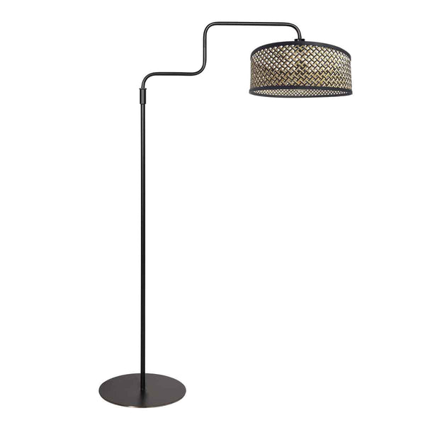 Bloeba 4170ZW black floor lamp with natural black bamboo lampshade