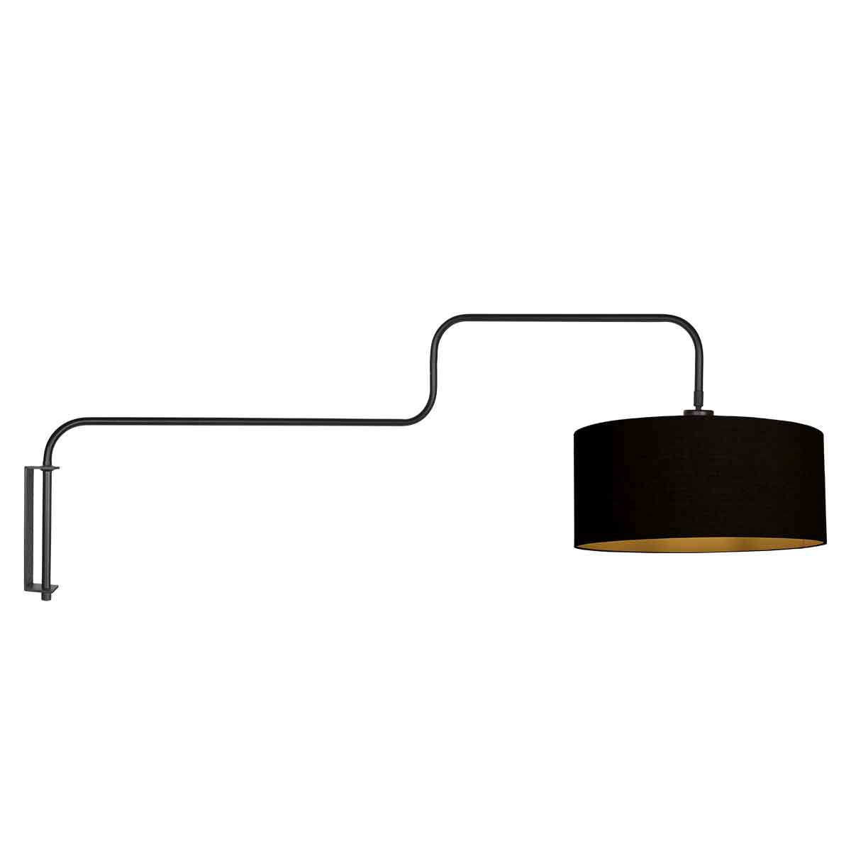 Bloeba 4172ZW black wall light with black linen lampshade