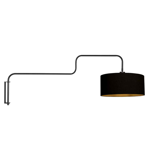Bloeba 4172ZW black wall light with black linen lampshade