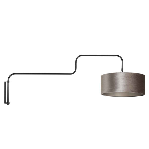 Bloeba 4178ZW black wall lamp with grey velvet lampshade