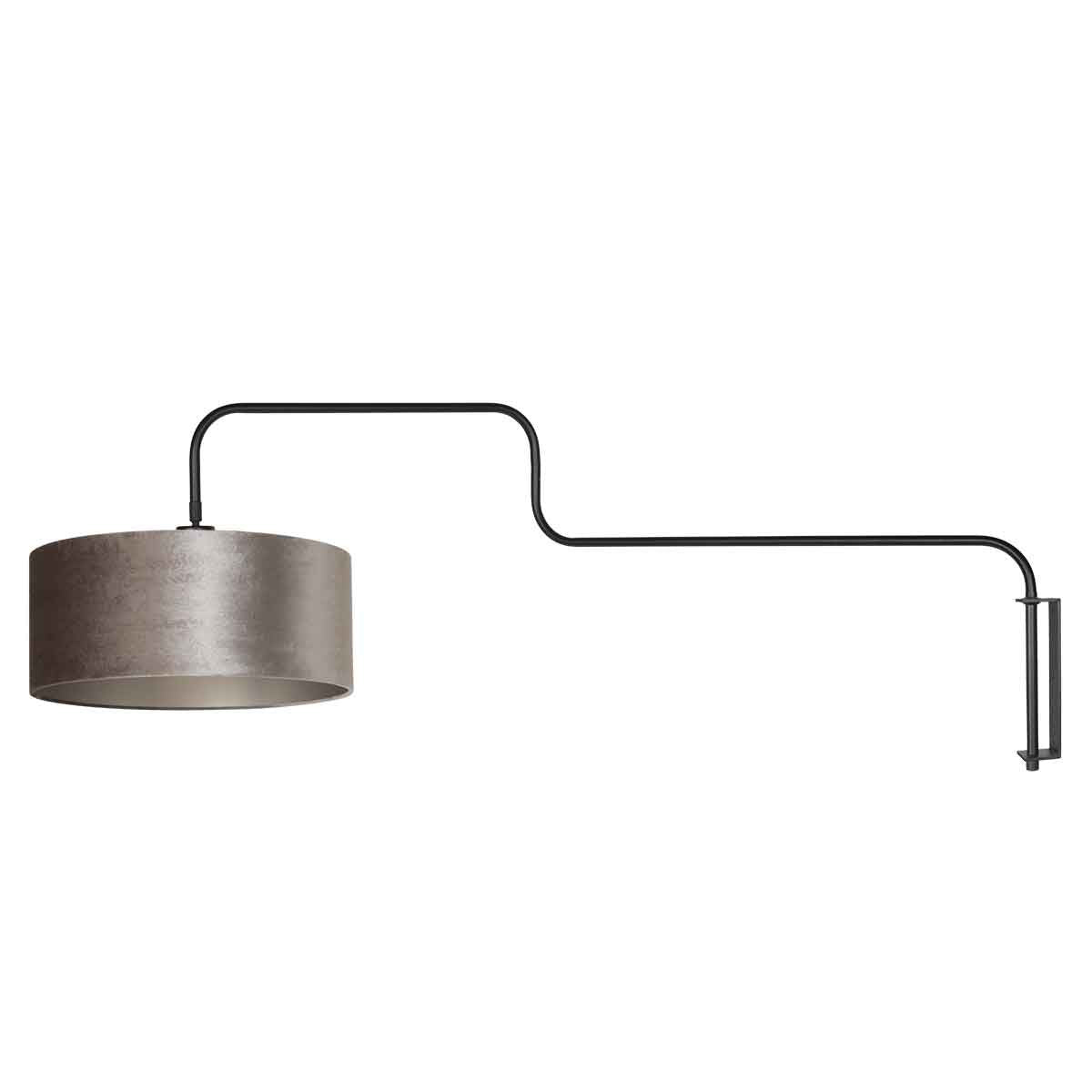Bloeba 4178ZW black wall lamp with grey velvet lampshade