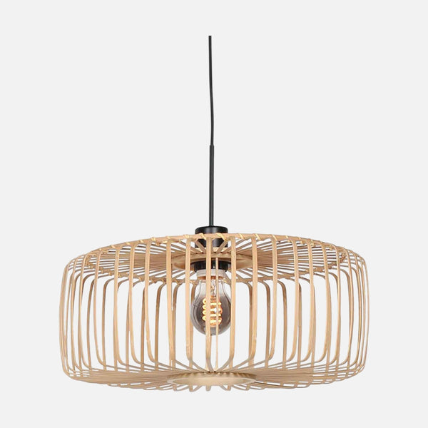 Natural bamboo pendant light Ø 50 cm, drum lampshade E27 | Sparkled Bambou