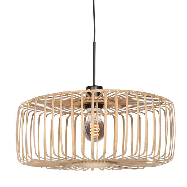 Sparkled Light 4184ZW black pendant lamp with natural bamboo lampshade