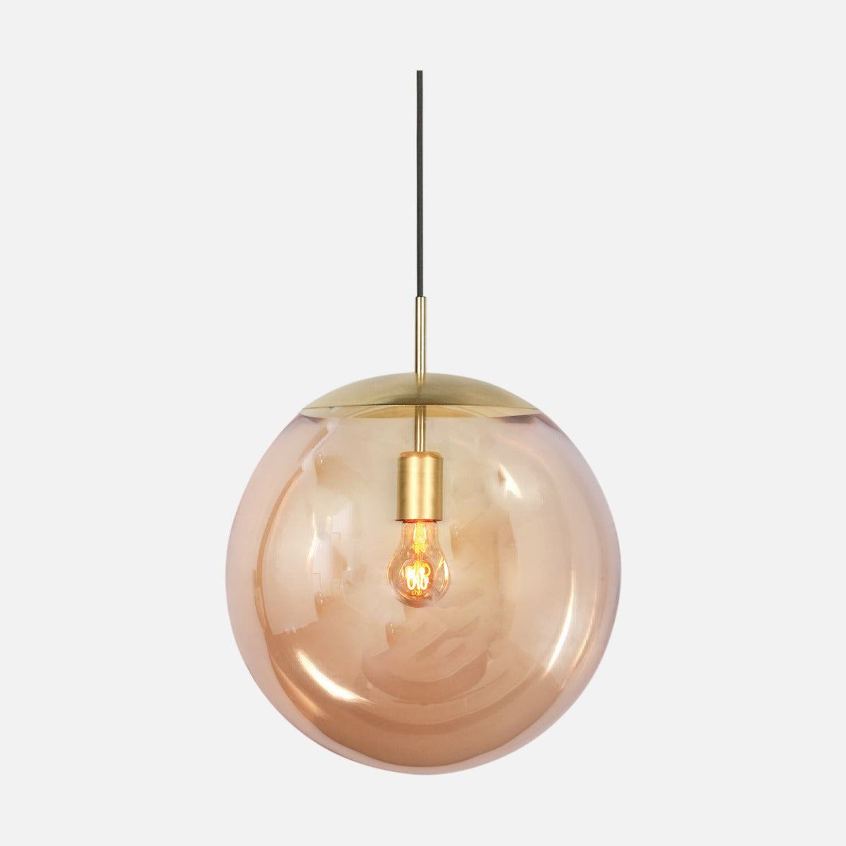 Suspension globe doré Bollique en verre ambré Ø 40 cm, salle à manger