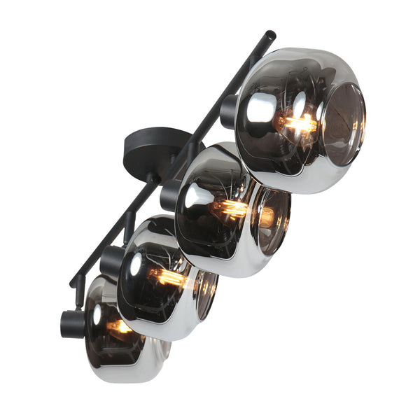 Tenebris 4211ZW 4-light black ceiling spotlight – elegant lighting with smoked glass