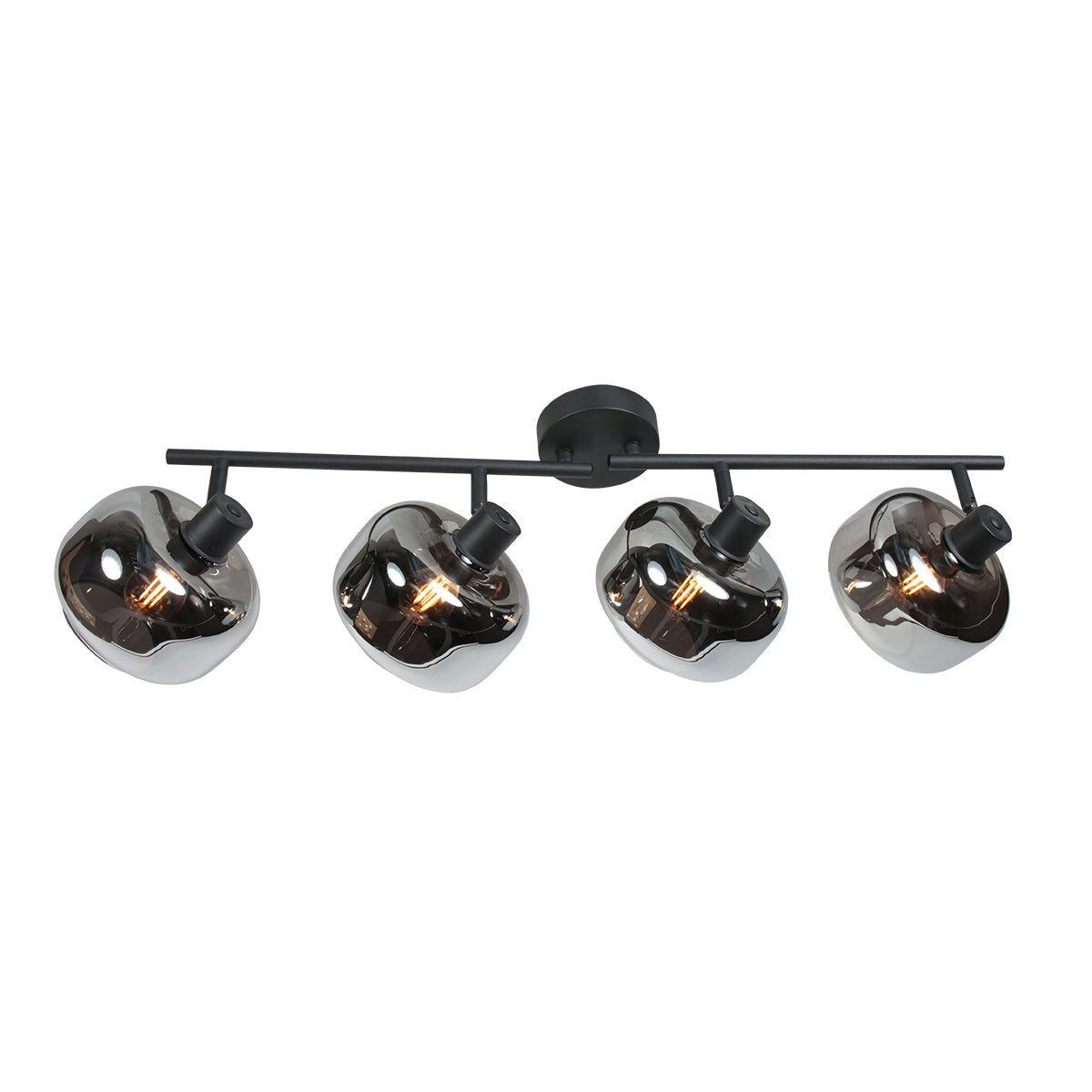 Tenebris 4211ZW 4-light black ceiling spotlight – elegant lighting with smoked glass