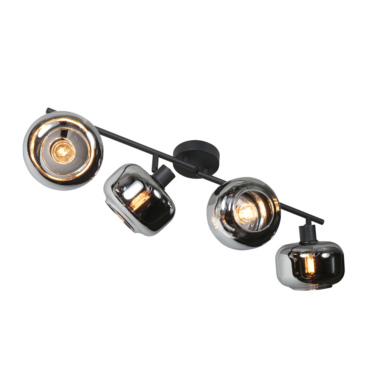 Tenebris 4211ZW 4-light black ceiling spotlight – elegant lighting with smoked glass