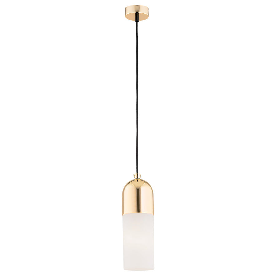 Suspension dorée de face avec cordon noir sur fond blanc