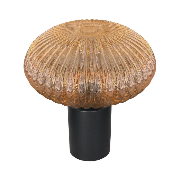 Bloeba 4235ZW table lamp with amber ribbed glass