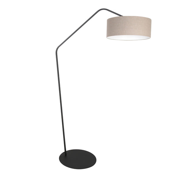 Zig-Zag 4245ZW black floor lamp with coarse-textured grey linen shade – unique design and functional use
