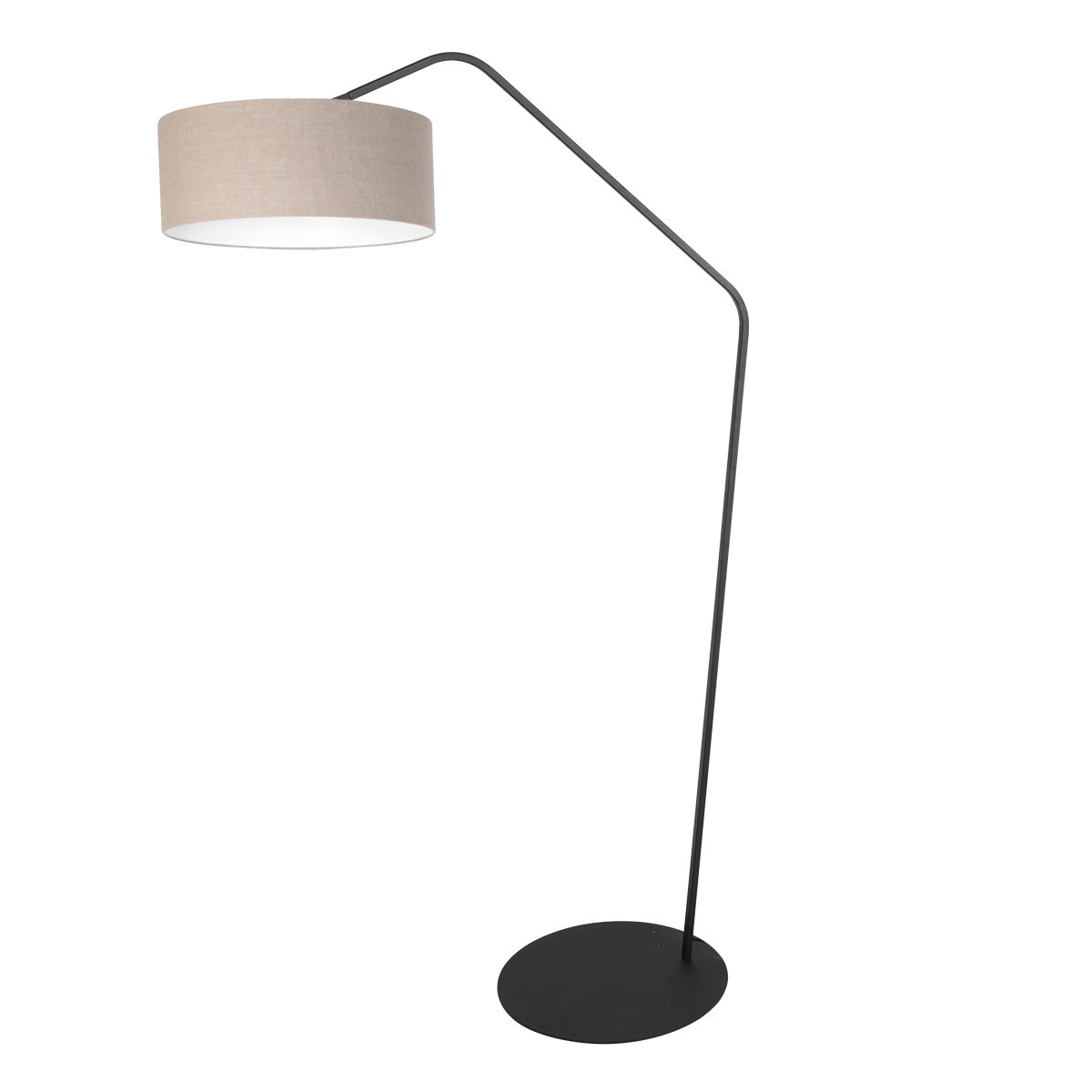 Zig-Zag 4245ZW black floor lamp with coarse-textured grey linen shade – unique design and functional use