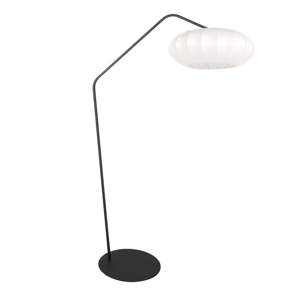 Zig-Zag 4249ZW black floor lamp with white silk lampshade – unique design and functional use