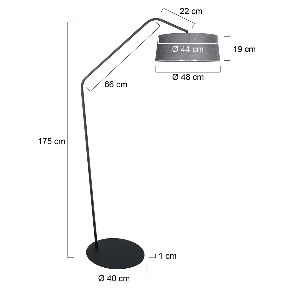 Zig-Zag 4254ZW black floor lamp with grey linen shade – Unique design and functional use