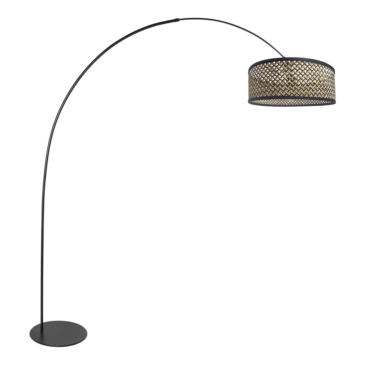 Curve 4261ZW black floor lamp with natural black woven bamboo shade – unique design and functional use