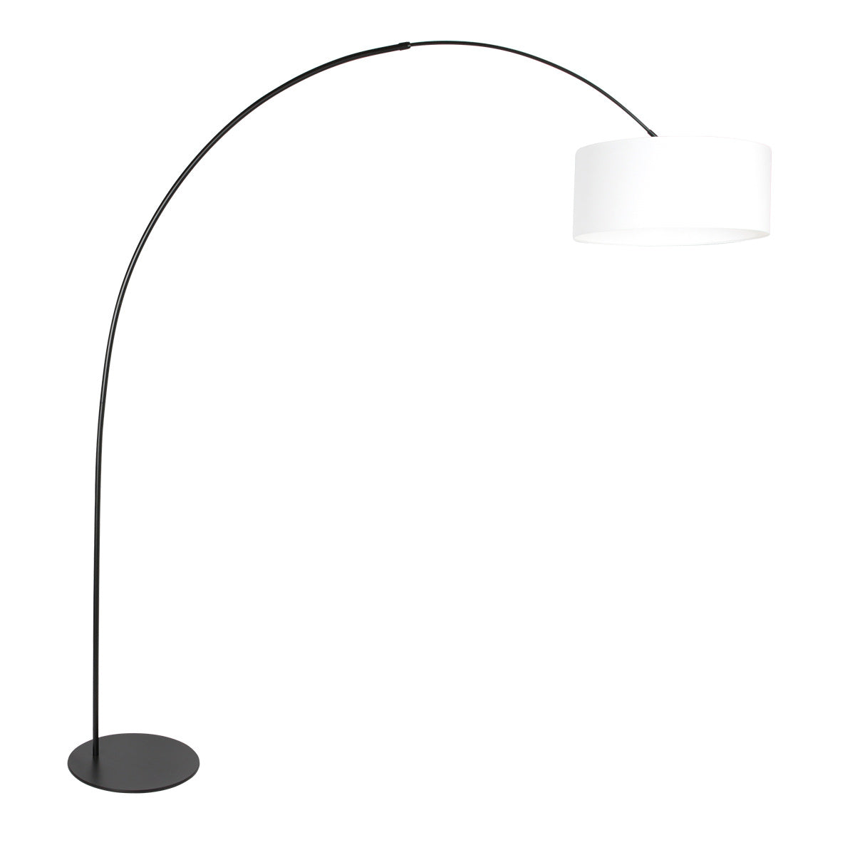 Curve 4267ZW black floor lamp with coarse white linen lampshade – unique design and functional use