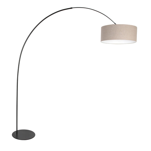 Curve 4268ZW black floor lamp with coarse grey linen lampshade – unique design and functional use