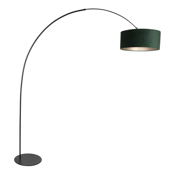 Curve 4269ZW black floor lamp with green velvet lampshade – unique design and functional use