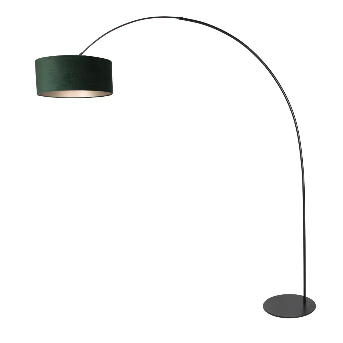 Curve 4269ZW black floor lamp with green velvet lampshade – unique design and functional use