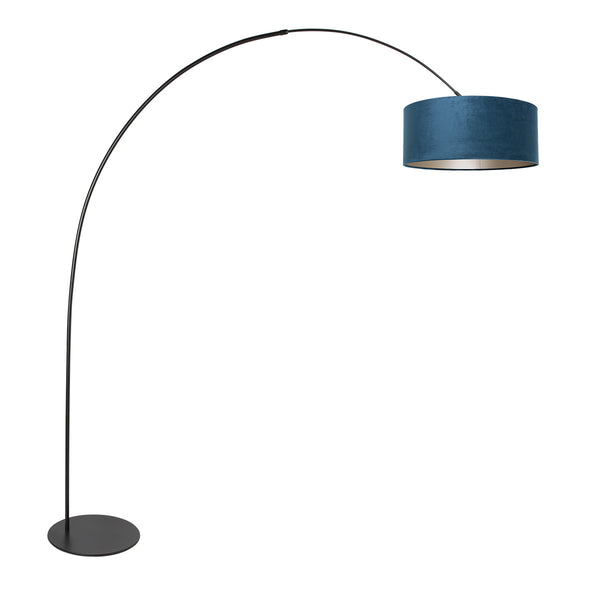 Curve 4271ZW black floor lamp with blue velvet shade – unique design and functional use