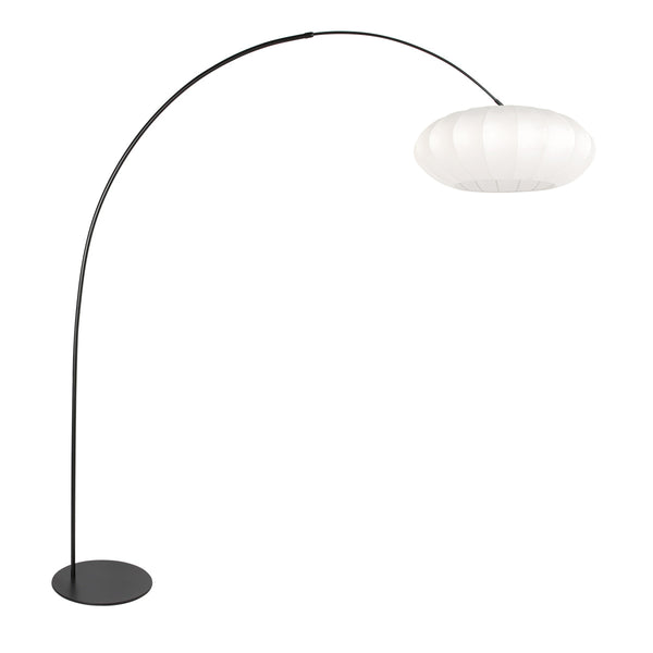 Curve 4272ZW black floor lamp with white silk lampshade – unique design and functional use