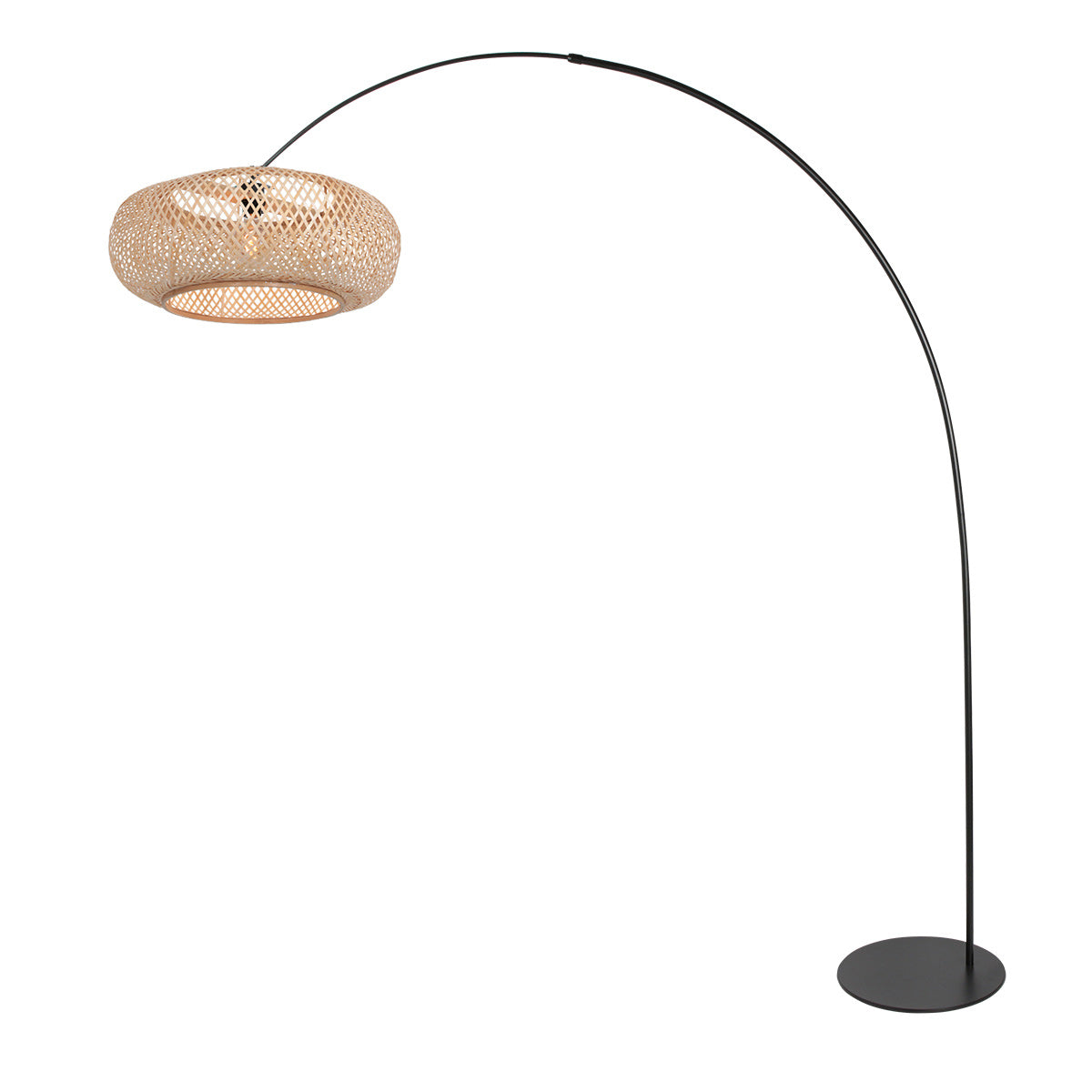 Curve 4273ZW black floor lamp with natural-colored woven bamboo shade – Unique design and functional use