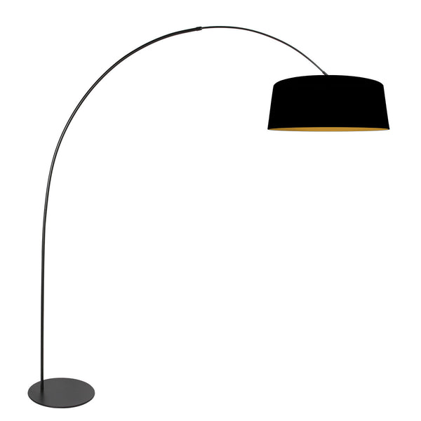 Curve 4279ZW arc lamp – elegant contrast in black linen and gold