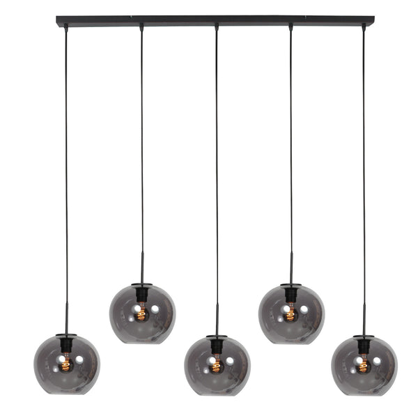 HaloSwap 4288ZW – Black elongated pendant light with elegant smoked glass