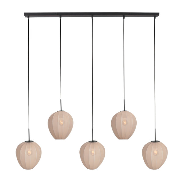 HaloSwap 4288ZW – Black elongated pendant light with warm cream-toned shades