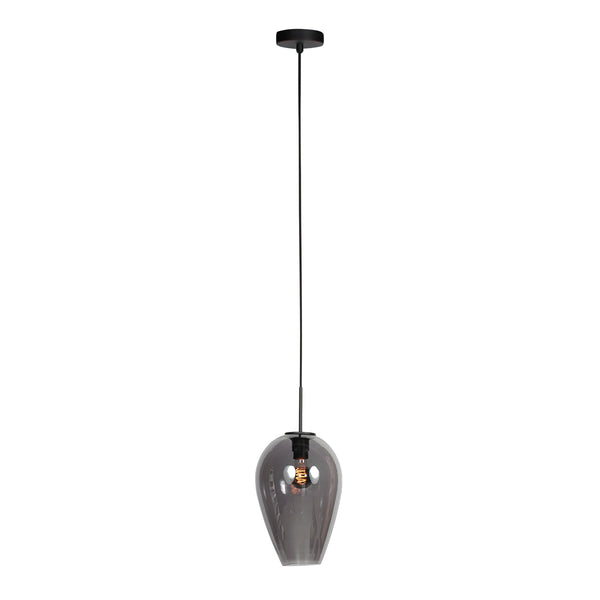 HaloSwap 4289ZW – Black pendant light with teardrop-shaped smoked glass, Ø22.5 cm