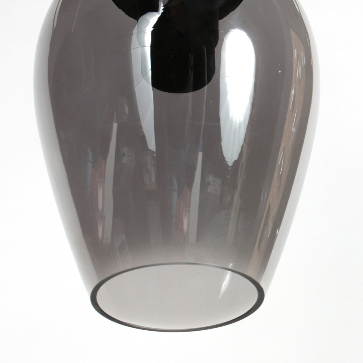 HaloSwap 4290ZW – Black pendant light with a teardrop-shaped smoked glass globe, 15 cm in diameter