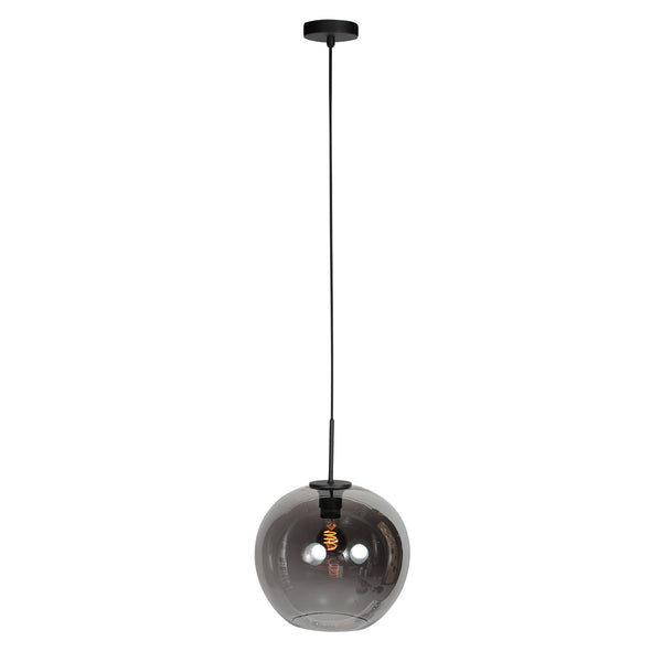 HaloSwap 4294ZW – Black pendant lamp with smoked glass globe Ø30 cm