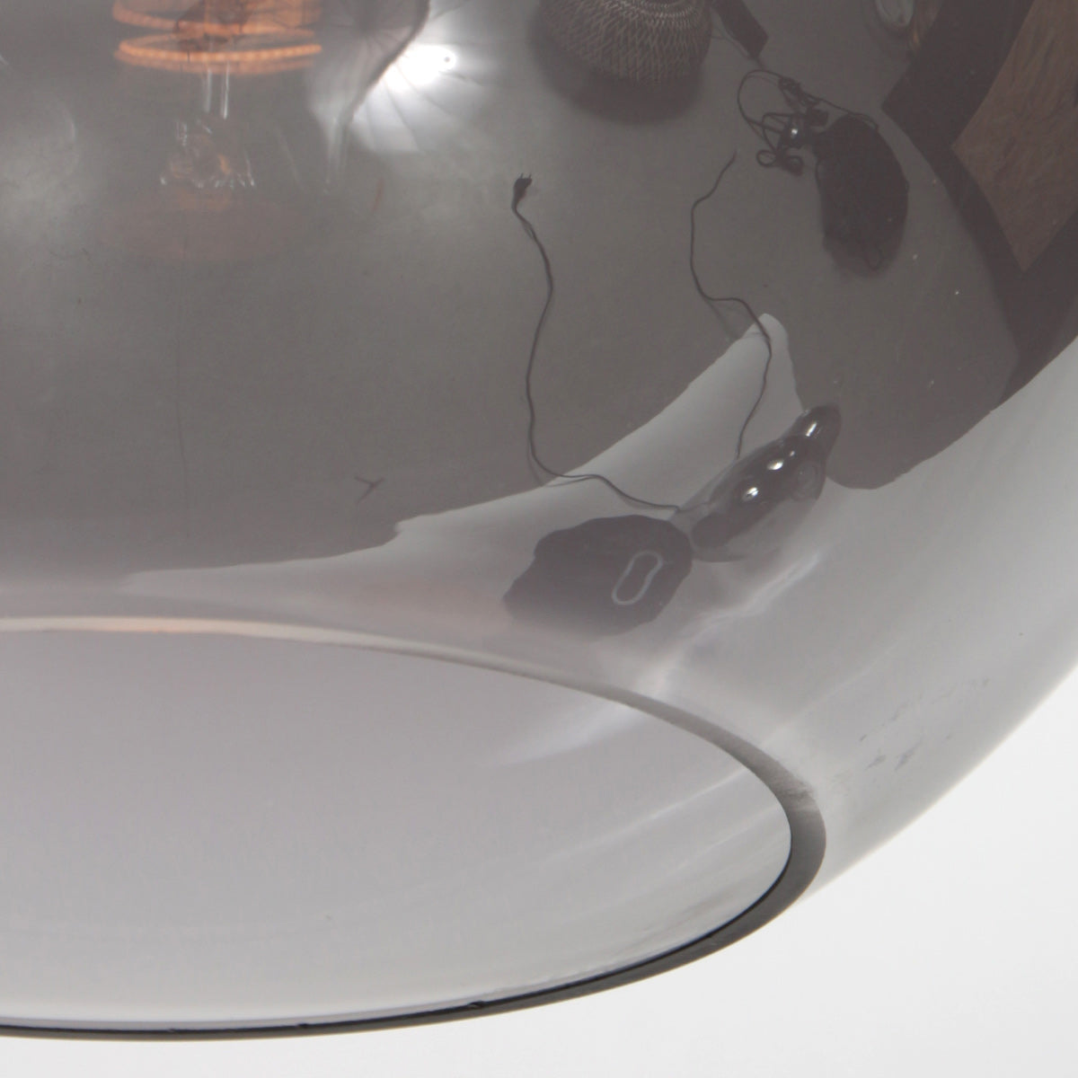 HaloSwap 4294ZW – Black pendant lamp with smoked glass globe Ø30 cm