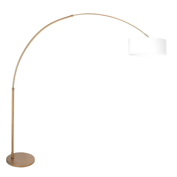 Sparkled Light 4304BR bronze arched floor lamp – Elegant lighting with thick linen lampshade