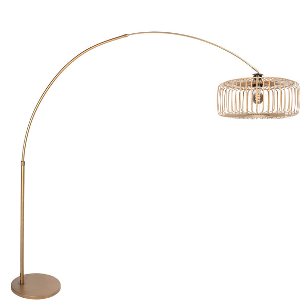 Sparkled Light 4310BR bronze arched floor lamp – Elegant lighting with a bamboo lampshade