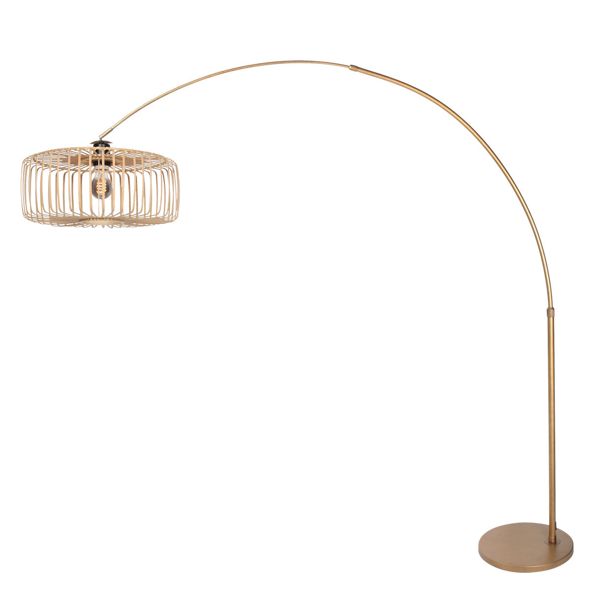 Sparkled Light 4310BR bronze arched floor lamp – Elegant lighting with a bamboo lampshade