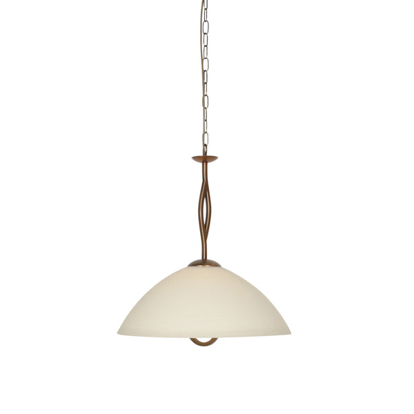 Cream marbled glass pendant light, Ø45 bronze dome lampshade, dining room | Anthéa