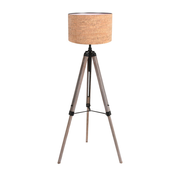 Triek 4344ZW tripod floor lamp with cork lampshade and adjustable height