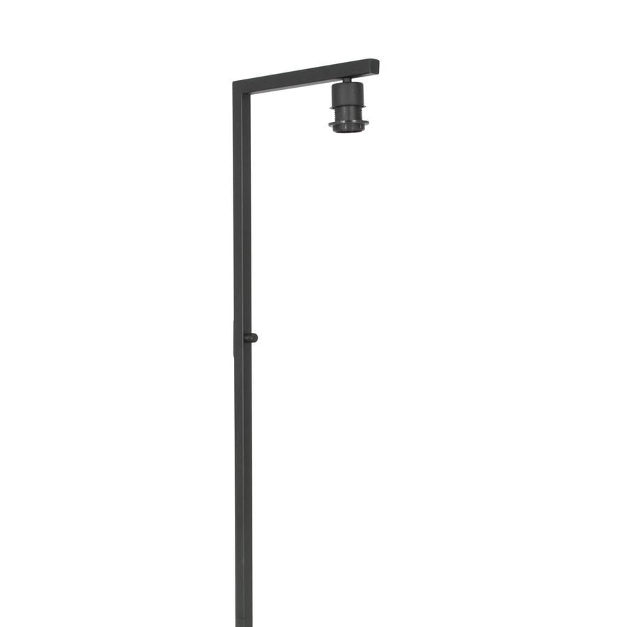 Lampadaire sans abat-jour dévoilant la douille et le support en métal noir.