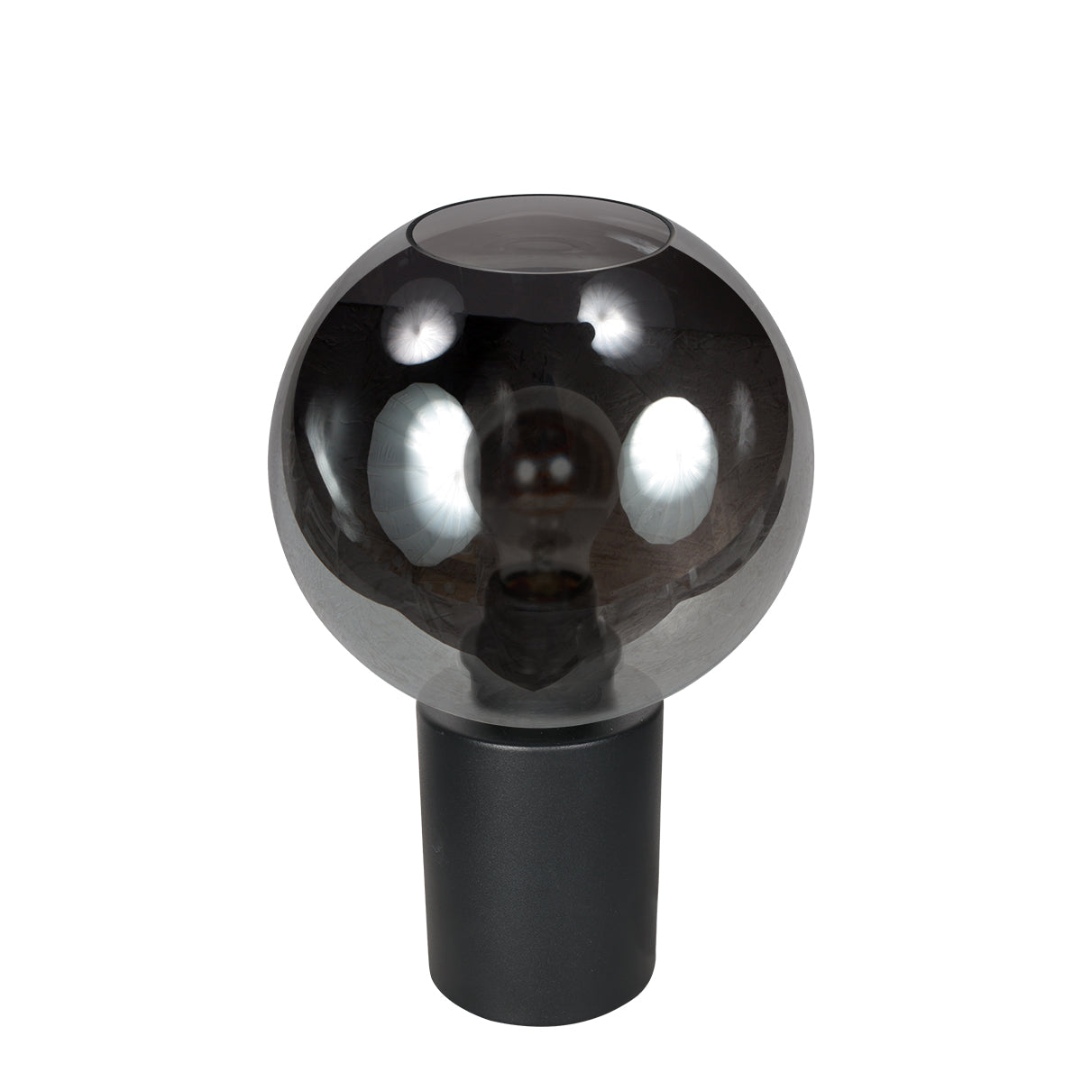Bloeba 4380ZW table lamp with smoked glass shade Ø20 cm
