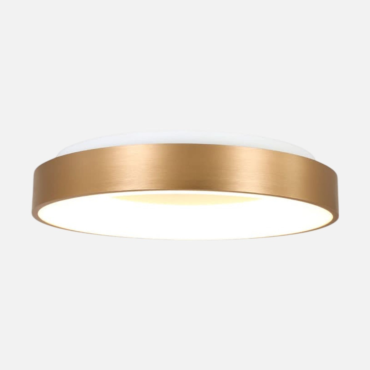 Plafonnier LED doré rond Ringlede, anneau métal doré mat Ø 38 cm, sur fond gris clair
