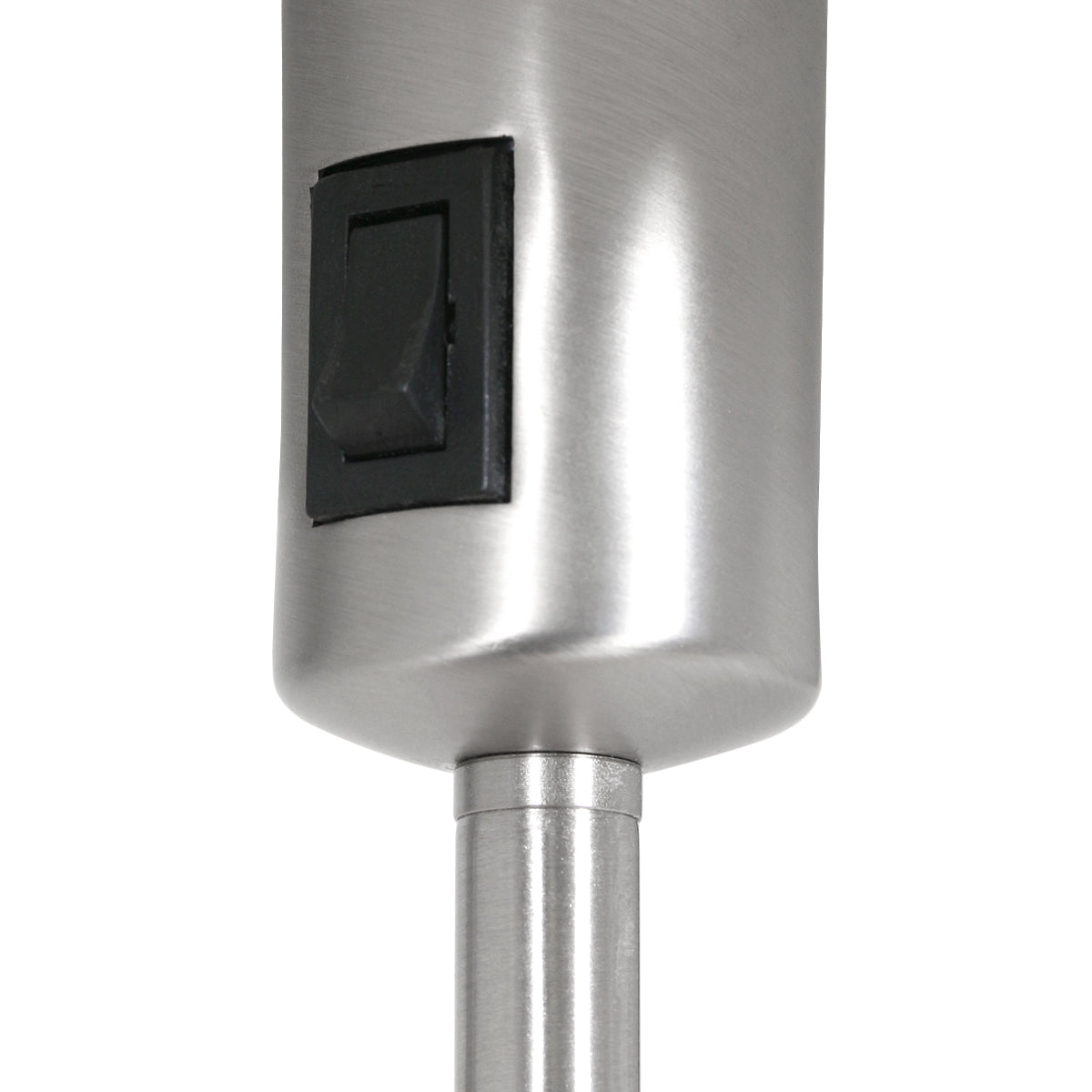 Noor 4412ST table lamp – in brushed steel with a taupe velvet lampshade