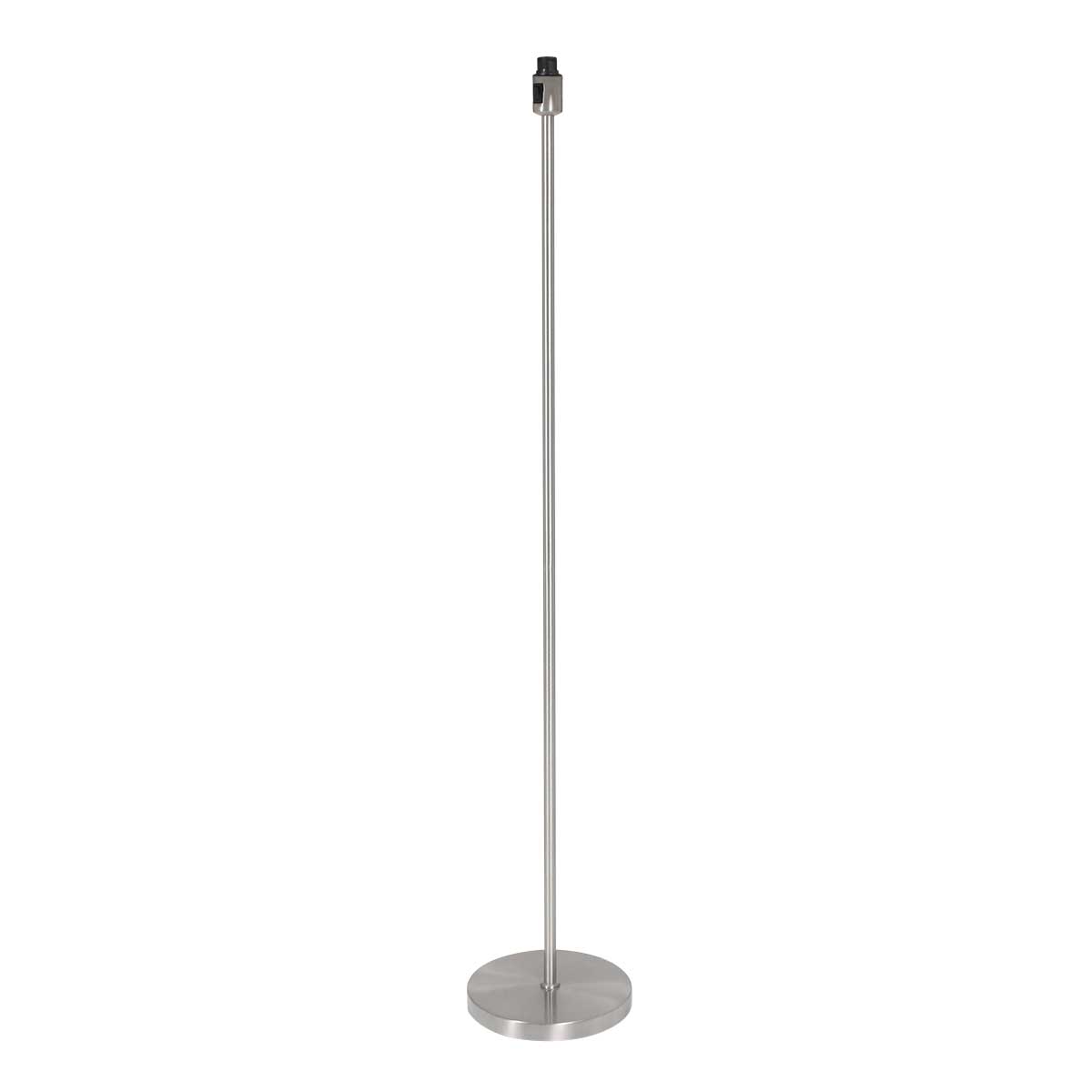 Noor 4433ST Floor Lamp – in brushed steel with a taupe linen shade