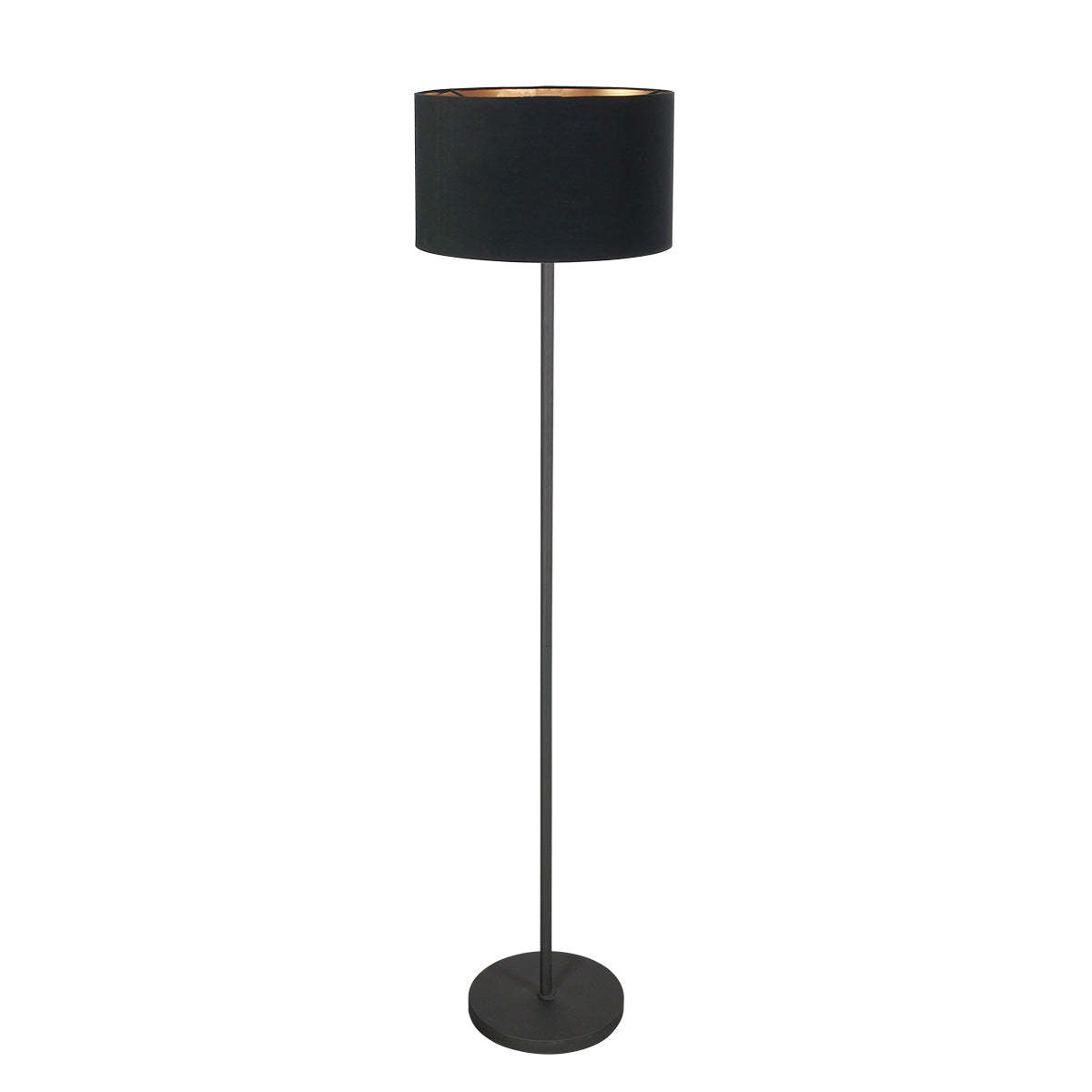 Noor 4436ZW floor lamp – black frame with black linen lampshade